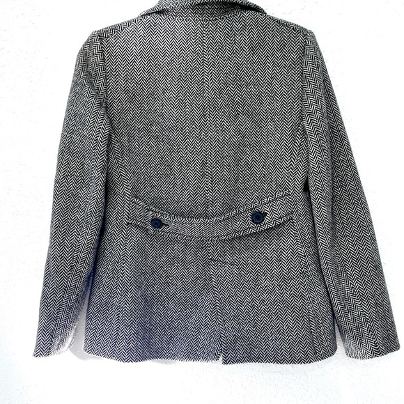 J. Crew Monochrome Herringbone Pea Coat - Picture 7 of 8